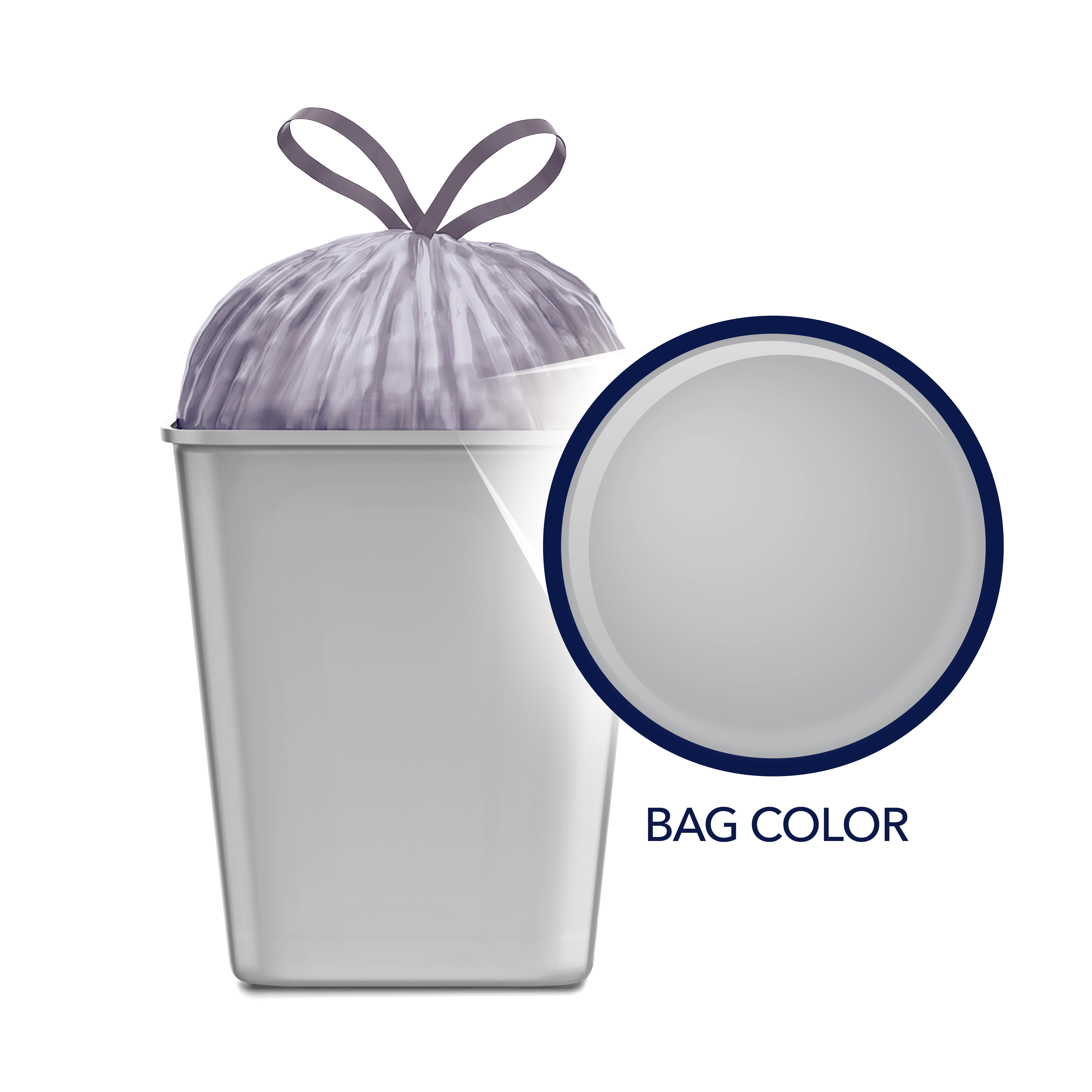 Color Scents Medium Drawstring Trash Bags with Simply Clean Scent, 8-Gallon, 40 Count, Microban Protection