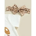 thumbnail image 6 of Bagilaanoe 3pcs Toddler Baby Girl Long Pants Set Letter Print Short Sleeve T-Shirts Tops + Leopard Flare Trousers + Headbands 12M 18M 24M 3T 4T 5T Kids Casual Outfits, 6 of 8