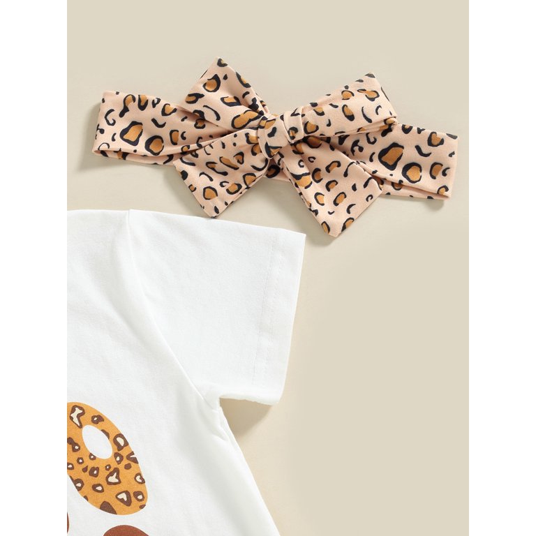 2-7Years Kids Toddler Baby Girl Clothes Set Short Sleeve T-Shirt Tops Pearl Jeans 2Pcs Spring Summer Outfit (White-03#, 5-6 Years