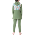 thumbnail image 4 of IBTOM CASTLE Kids Girls Muslim Swimsuit Long Sleeve Butterfly Flower Printed Islamic Swimwear Burkini Full Cover Cap Top Pants 3PCS Modest Bathing Suit 3-4 Years Sage Green, 4 of 8