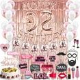 thumbnail image 2 of 92nd Birthday Decoration Rose Gold, 92 Party Supplies Decoration, 92nd Sash, 92 Cake Topper, 92nd Photo Props, confetti Balloons, Curtain, 2 of 4