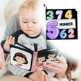 thumbnail image 2 of Baby Soft Cloth Crinkle Book, Polyester Fiber, Squeaky, High Contrast Patterns, Educational, Portable, Fit 0-6 Months Kids, 2 of 3