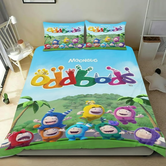 oddbods Themed Bed Sheet Set Three Piece Set 53x79 Inches Comfortable And Skin Friendly Unique Design Creating A Star Studded Night Home Decor Gifts For Family Friends fans