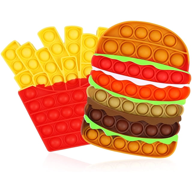 juguetes sensoriales de burbujas para presionar, de silicona, para aliviar el estrés y la ansiedad, para niños con necesidades especiales de autismo (papas fritas y hamburguesa).