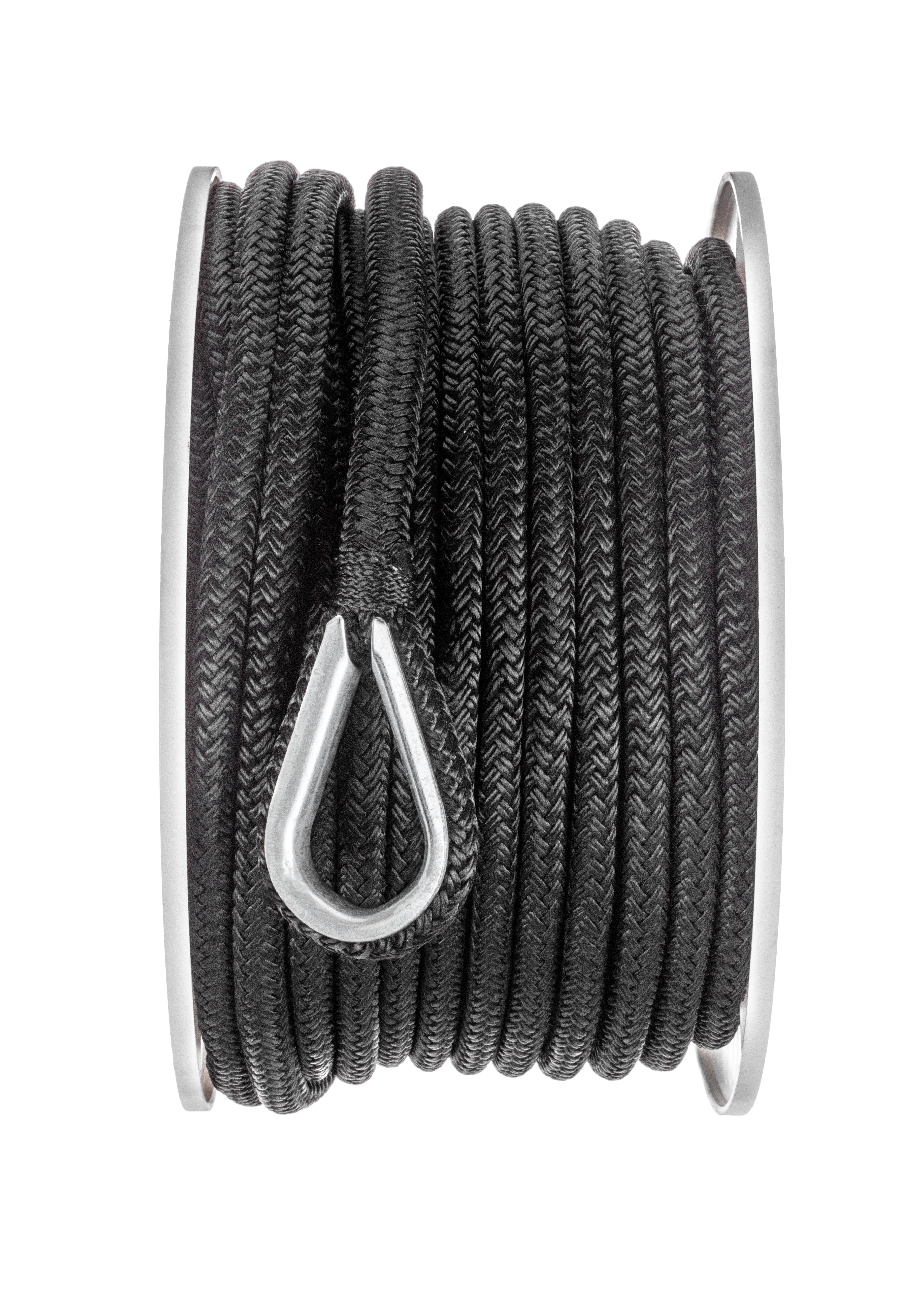 NovelBee 1//2 inch Double Braid Nylon Rope with 1//4 Inch x 15 Feet Galvanized Chain for Boat Anchor Rope and Dock Line