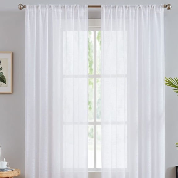 White Sheer Curtains,TGY Rod Pocket Curtains for Bedroom and Living Room,39 x 98 inches Long Sheer Voile Window Treatment, Set of 2 Panels