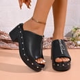 thumbnail image 2 of Peep-Toe Platform Sandals For Women with Studded Zipper Detail, 5 cm Height Increase, Comfortable Beach Slippers for Spring and Summer, 2 of 9
