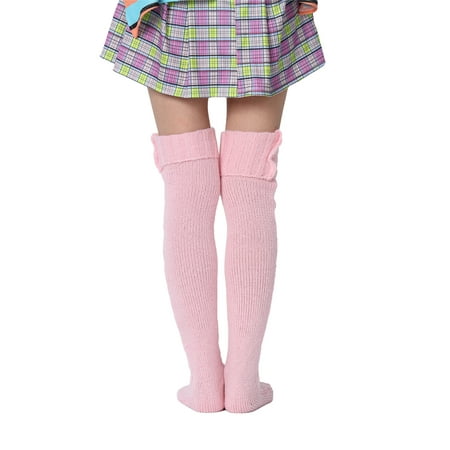 

Women Wool Thigh High Stocking Twist Knit Solid Color Fluffy Over Keen Socks Winter Warm Casual Long Leggings