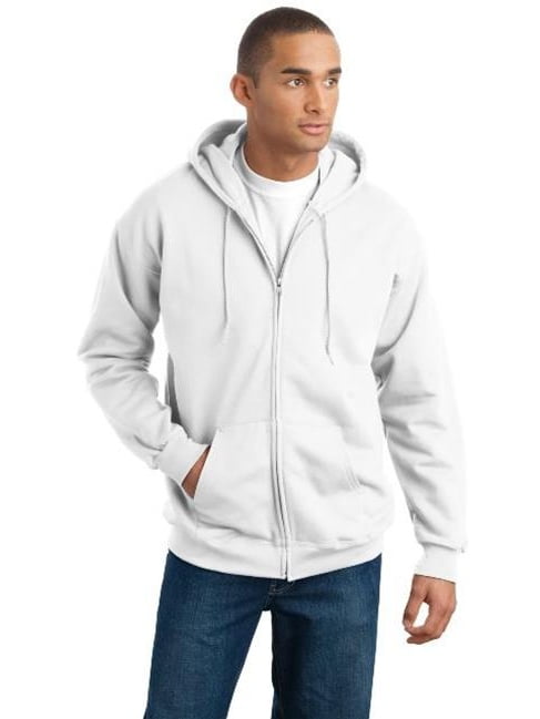 Hanes F283 Mens Ultimate Cotton - Full-Zip Hooded Sweatshirt, White ...