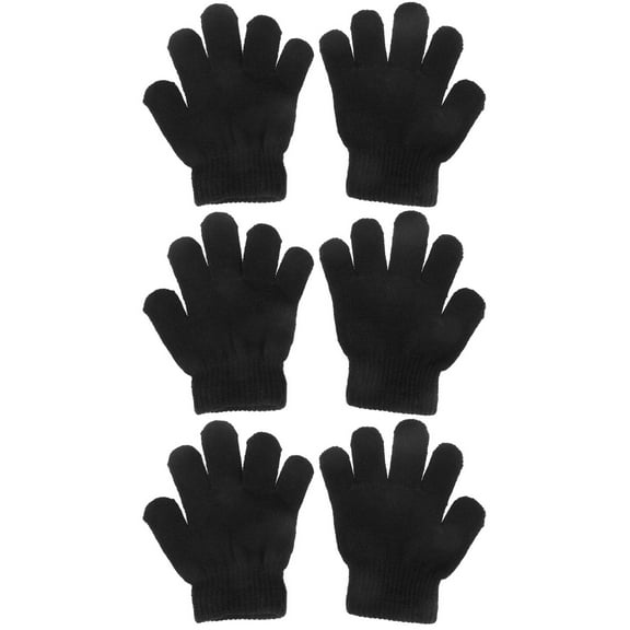 COMPUKAS 36 Pairs Black Knit Gloves for Children Boys Girls Winter Outdoor Activities Warm Full Finger