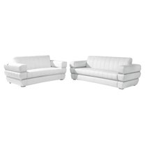 Titan Furnishings Modern Italian Leather Sofa and Loveseat Set in White