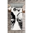 thumbnail image 3 of Ambesonne Black White Quilted Bedspread Set 2 Pcs, Funny Skull Band, Twin Size, Black White, 3 of 3