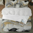 thumbnail image 2 of PRATYUS Marble Gold Abstract 3-Piece Bedding Set (Single-Sided Print) Comfortable and Breathable Peach Skin Velvet Bedroom; Guest Room 87x68in, 2 of 8