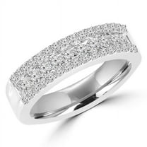 MDR140136-6.5 0.4 CTW Round Diamond Semi-Eternity Wedding Band Ring in 14K White Gold - Size 6.5