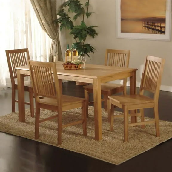 Kings Brand Furniture - Kurmer 5 Pcs Wood Kitchen Dining Table Set. Table & 4 Chairs, Natural Oak