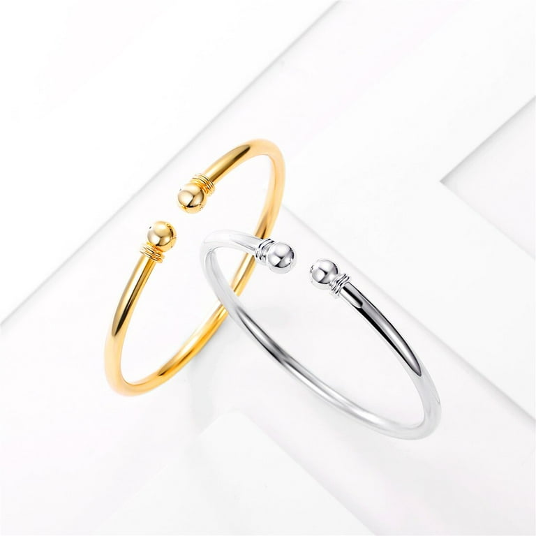 アクセサリー Italy 925 balls cuff bangle ChicSilver Women's 925 Solid Sterling Silver Polished Round