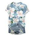 thumbnail image 5 of jtjvou Women's Summer Short Sleeve Pullover Trendy Fashion Floral Tops Lady Casual Loose Round Neck Pullover Going out Tops for Teen Multicolor,S, 5 of 5