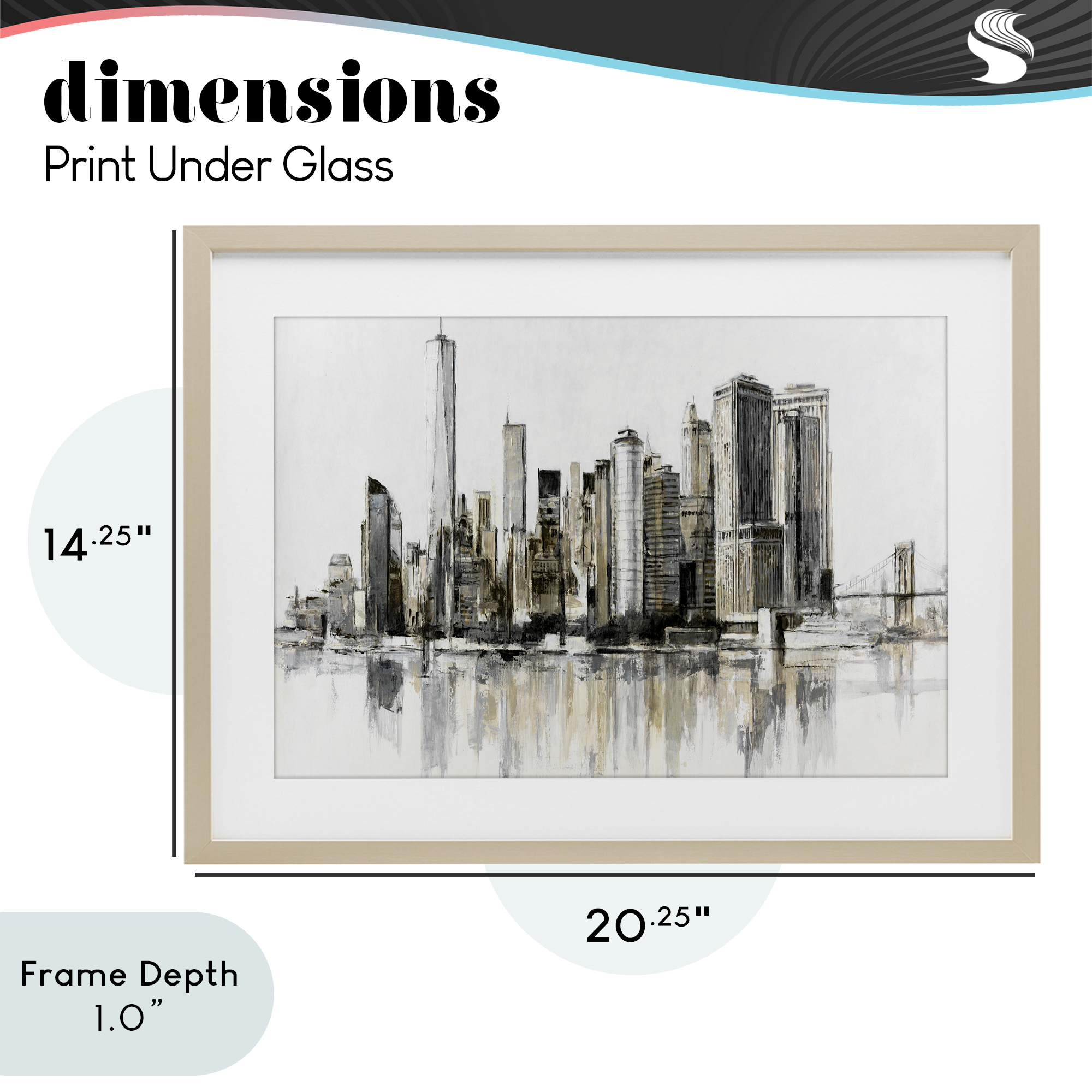 Stupell Industries Urban Skyline Reflection Birch Framed Print Under Glass, design by Lorenzo Collective