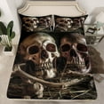 thumbnail image 2 of Homewish Abstract Skull 4 Pieces Queen Sheet Sets for Teens Boys Girls,Gothic Style Ultra Soft Flat Sheet,Exotic Style Queen Fitted Sheet,Breathable Home Decor, 2 of 7