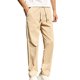 thumbnail image 2 of Pantalones largos para hombre, de color liso, con cordón, cintura elástica, pierna recta, pantalones para hombre, 2 of 9