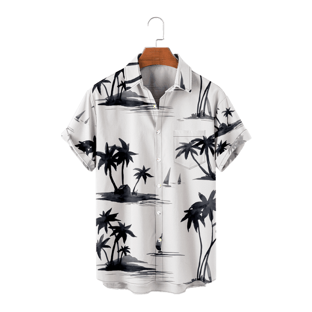 Men's Shirt Hawaiian Shirt Flamingo Print Regular Fit Casual Short ...
