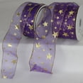 thumbnail image 2 of The Ribbon People Purple and Gold Stars Sheer Metallic Wired Craft Ribbon 2" x 20 Yards, 2 of 2