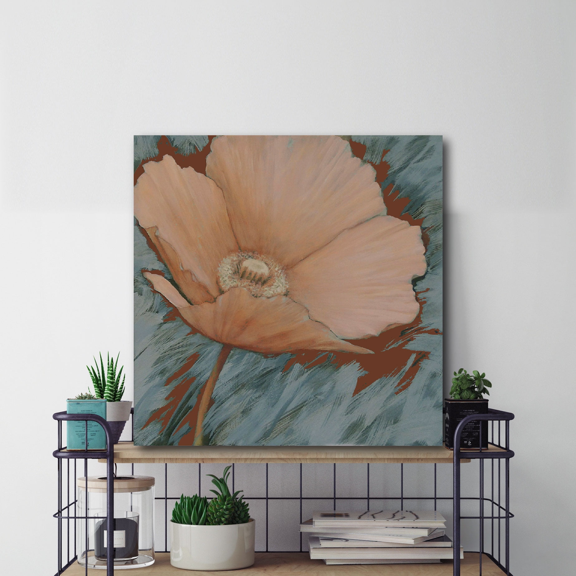 Blue/Brown Flower II Gallery-Wrapped Canvas Wall Art, 16x16