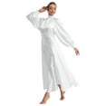thumbnail image 4 of Yeahdor Robe de Pasteur d'Église pour Femmes Robe Longue Manches Bouffantes en Satin Robe Évasée Danse Liturgique Blanche L, 4 of 7