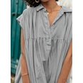 thumbnail image 3 of Plus Size Grey Bohemian Ultra Loose Doll Dress, Casual Summer Ruffle Hem, 3 of 11