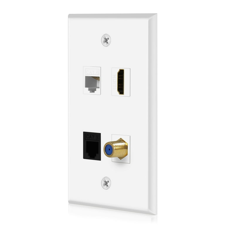 Recessed Coax Jack Outlet Cover for Flat TV - White