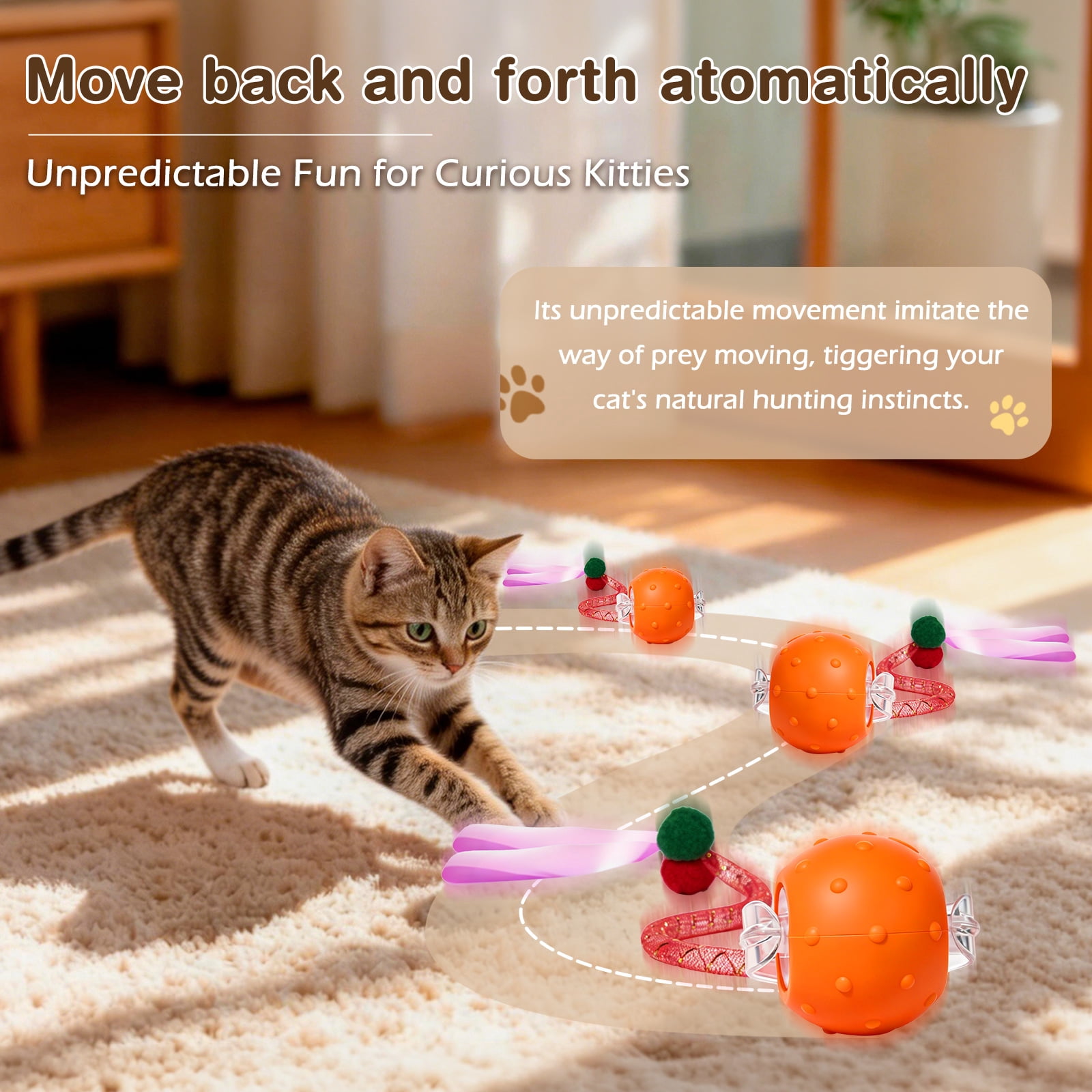 Risehigh Cat Toys for Indoor Cat Toy Smart Interactive Cat Toy Ball Rechargeable