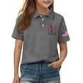 thumbnail image 4 of CCRFTGI 250 Anniversary USA Flag Polo Shirts for Child Girls Boys Size 7 School Uniform America Flag freedom Shirt Golf Lapel Button Collared Polo Quick Dry Summer T-Shirts Gray 12-13 Years, 4 of 7