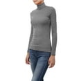 thumbnail image 2 of J. METHOD Women's Light Weight Basic Long Sleeve Turtleneck Knit Ribbed Shirt Sweater Mock Neck Top NEWT88 HGrey S, 2 of 6