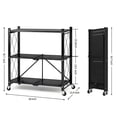 thumbnail image 2 of TAIMASI 3-Tier Foldable Metal Shelf with Wheels, Heavy-Duty Movable Wire Rack for Garage, Kitchen, Basement, Pantry Storage, 28''L x 13.4''W x 34.7''H-Black, 2 of 10