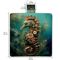 thumbnail image 2 of Hippocampus Canvas Picnic Blanket Waterproof and Portable Outdoor Beach Mat 72x72 inches - Handle and Adjustable Strap for Travel and Camping - Lightweight and Durable Material, 2 of 6