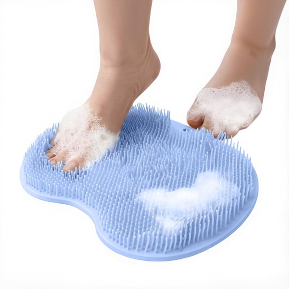 Upgraded Silicone Massage Bath Mat with Suction Cups for Feet and Back Exfoliating Shower Scrubber Pad