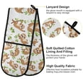 thumbnail image 4 of Dailycode Double Sided Oven Mitt with Loop Heat Resistant Kitchen Long Potholders 7" x 35" Cutes Sloth with Leaf, 4 of 6