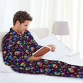 thumbnail image 6 of Susaid rainbow color Skull mushroom Print Men's Long Sleeve Pajama Set, Two-Piece Button-Down Loungewear PJs Set, Comfortable Sleepwear for Relaxation-XX-Large, 6 of 7