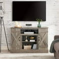 thumbnail image 3 of Farmhouse TV Stand with Open/Closed Storage for TVs Up to 50", Rustic Barn Door Design, Gray Wash Finish, 47"W x 30.75"H - Versatile Media Console, 3 of 9
