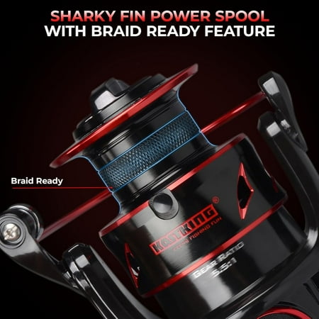 Sharky Baitfeeder III Spinning Reel 10+1 Shielded Stainless Steel BB - Carbon Fiber Drag for Live Liner Bait Fishing Action