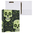 thumbnail image 3 of Haosy 2 Pack Hardcover 3 Ring Binder 1.5 Inch Ring Decorative Binder Organizer for Home School Office, Green Skull and Leaves, 3 of 10