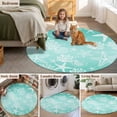 thumbnail image 6 of Teal Ombre Coastal 3ft Area Rug, Nautical Beach Starfish Coral Summer Washable Non-Slip Small Round Rugs for Entryway Bedroom Kitchen, Soft Circle Carpet for Dining Room, Playroom Nursery Rug, 6 of 9