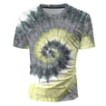 thumbnail image 3 of T Shirts for Man Summer Hawaii Beach Casual Sports Tie Dye Lettering Crew Neck Short Neck Dark Gray Tee Shirts Sizes L, 3 of 5