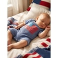thumbnail image 3 of BemeyourBBs Newborn Baby Boy 4th of July Outfit Patriot Independent Day Clothes Summer Waffled Romper Short Sleeve  USA Flag Print One Piece Jumpsuit Playsuit, 3 of 9