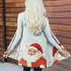 thumbnail image 1 of Cárdigan informal de manga larga con estampado navideño para mujer, estilo blusa, abrigo de poliéster, 1 of 5