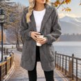 thumbnail image 5 of adaychics Long Cardigan With Hood Oversized Solid Color Cardigan Long Warm Winter Hoodie Coat for Dating Streetwear, 5 of 7