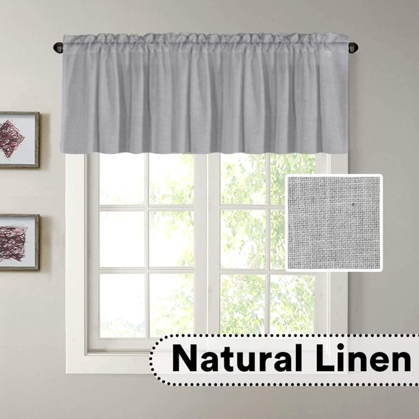 Cortinas de cocina de lino natural de 36 pulgadas de largo con textura de lino con niveles para baño/cocina, ventanas, barra de bolsillo, cortinas pequeñas para cocina (2 paneles, blanco apagado)Dove52 pulgadas de ancho x 18 pulgadas de largo