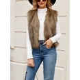thumbnail image 2 of Rdhnmea Women Faux Fur Waistcoat Lightweight Sleeveless Open Front Short Vest Jacket Coat Outwear Gilet Casual Streetwear, 2 of 5