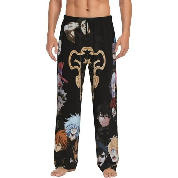 Black Clover Men's Pajama Pant Soft Comfy Lounge Pj Bottoms Loose Elastic Waistband Adult Sleep Pants with Pockets Drawstring