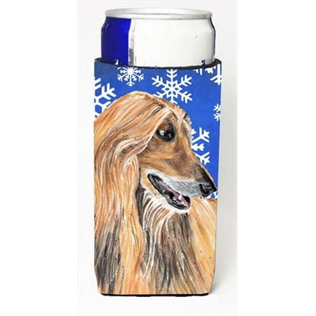 

Afghan Hound Winter Snowflakes Holiday Michelob Ultra bottle sleeves For Slim Cans - 12 Oz.